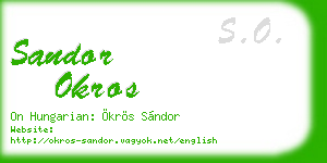 sandor okros business card