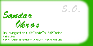 sandor okros business card